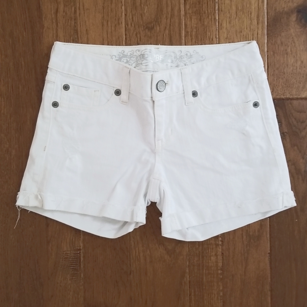 Express White Distressed Denim Jean Shorts